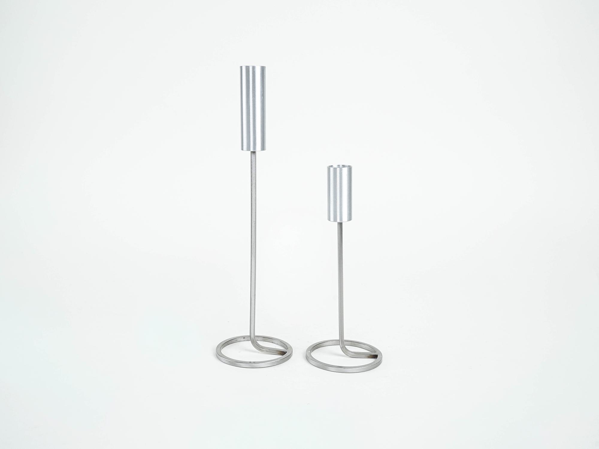 Set of metal candle holders 1970s 2