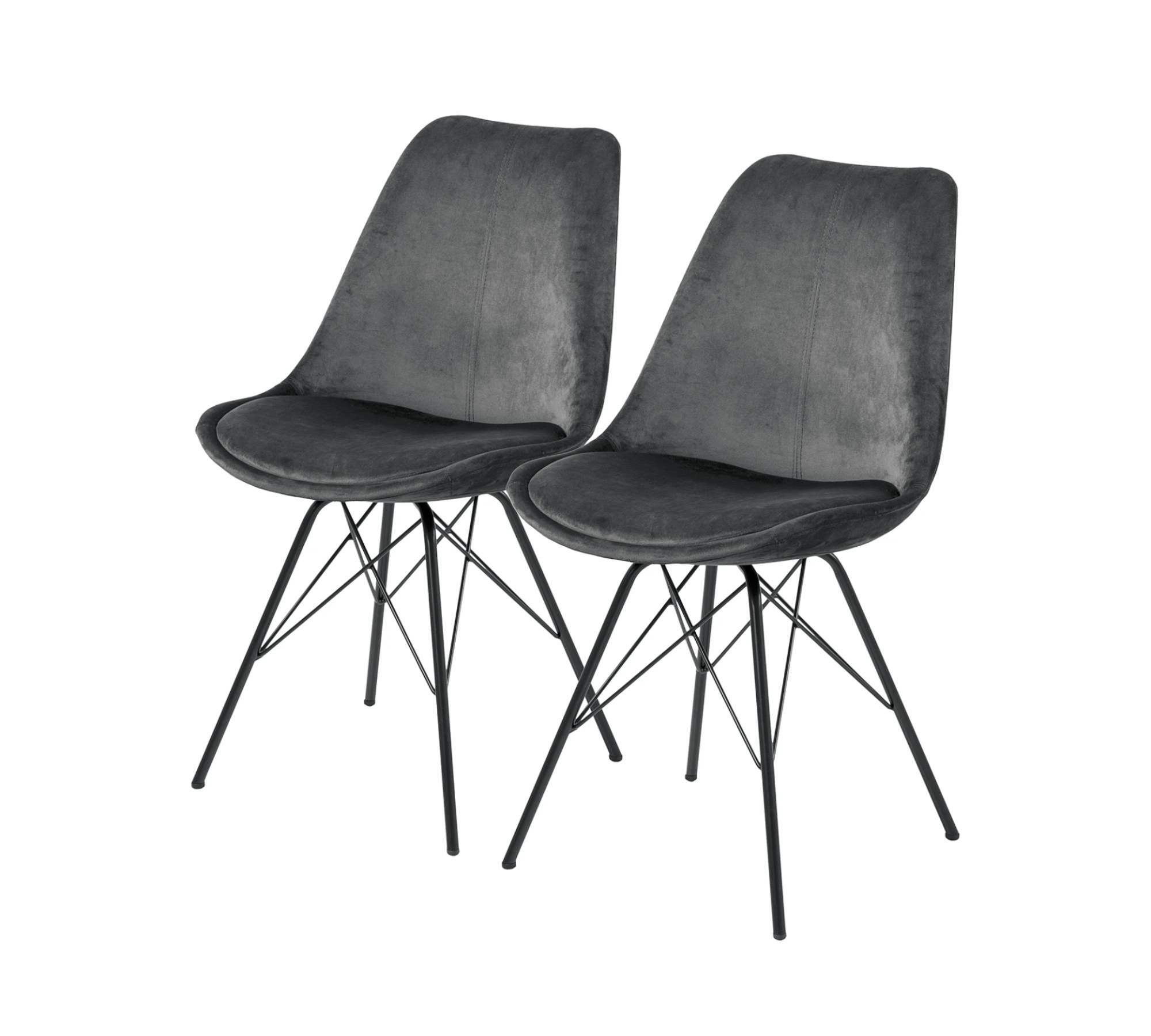2x Esszimmerstuhl Samt Eisen Schwarz 0