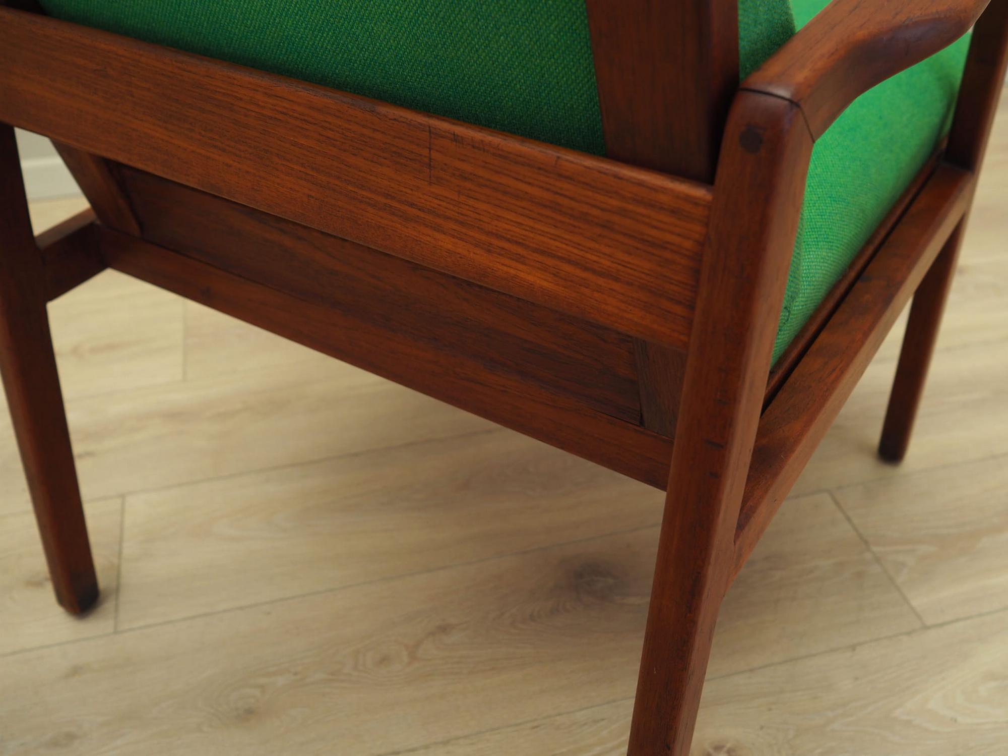 Armchair Teak wood Textile Green 1970s 14