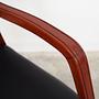 Chair Wood Leather Black 1970s 12
