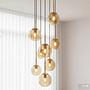 Dimo pendant light 8-bulb iron colored glass 0