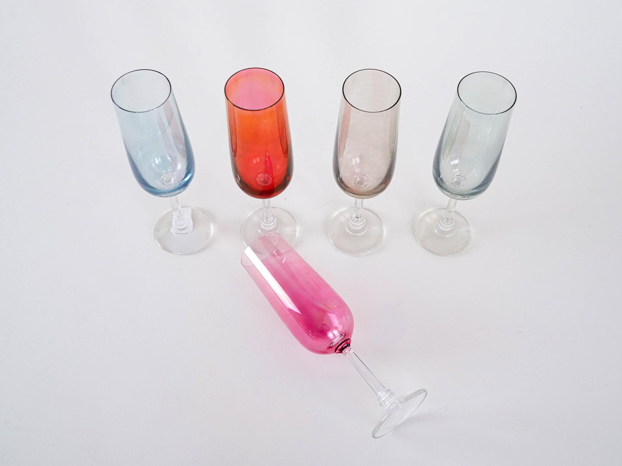 Wine Glass Set Multicolored 1960s 5