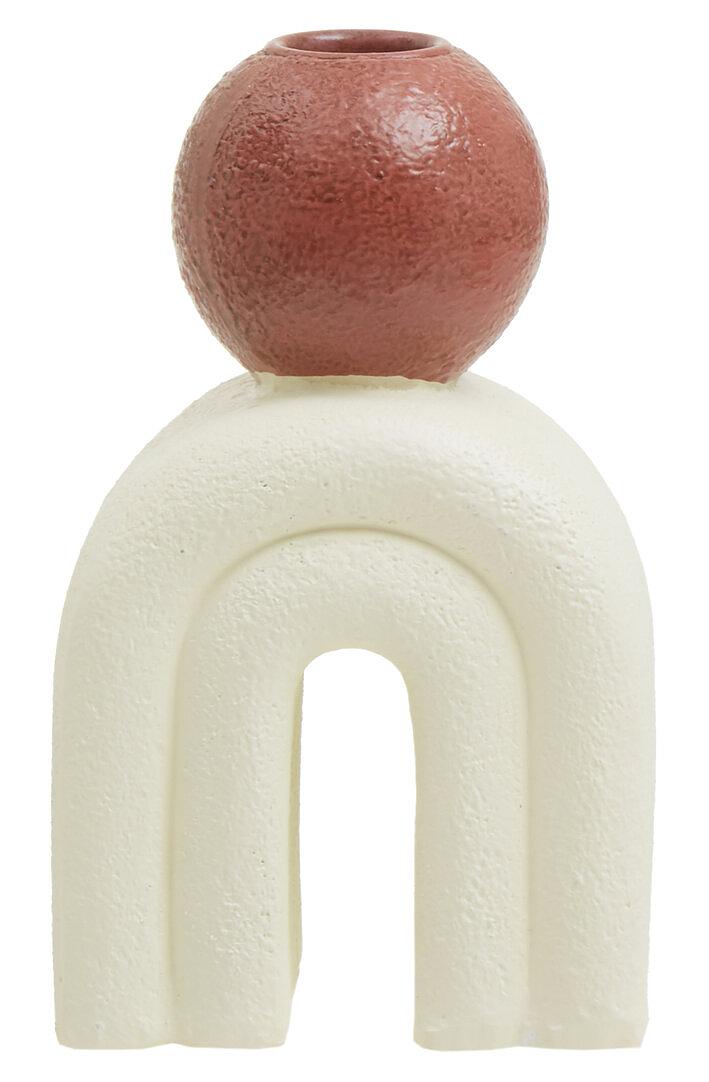 Candle holder Stone Cream Red 0