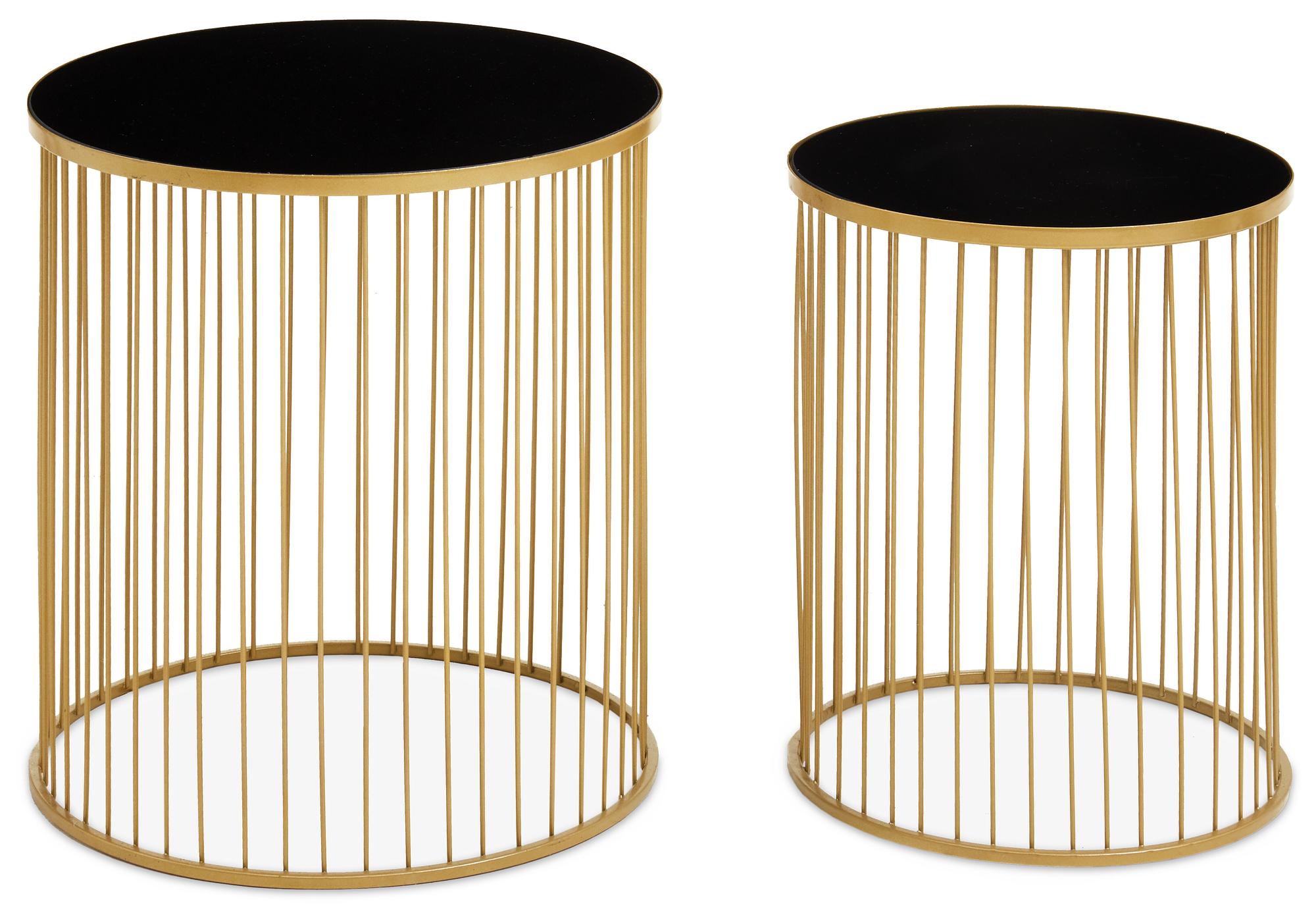 2x Avento Set aus zwei schwarz-goldenen Beistelltischen
 0