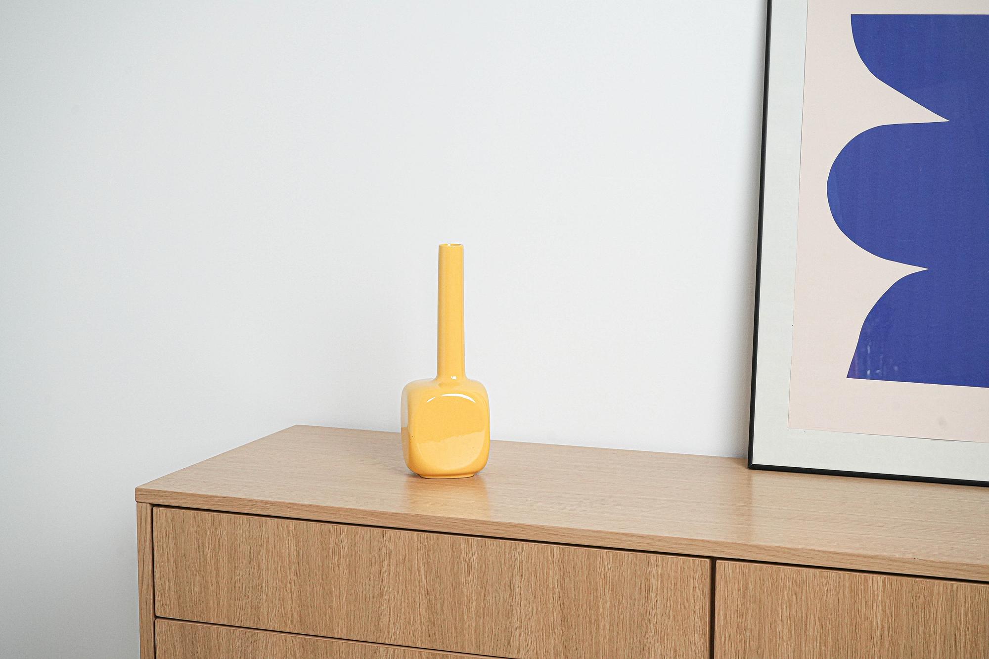 Ceramic vase Yellow 1970s 5