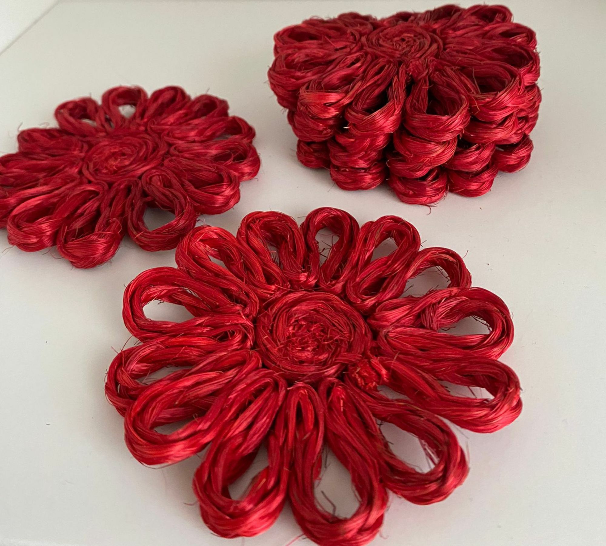 6x Coaster Abacá Hemp Red 1