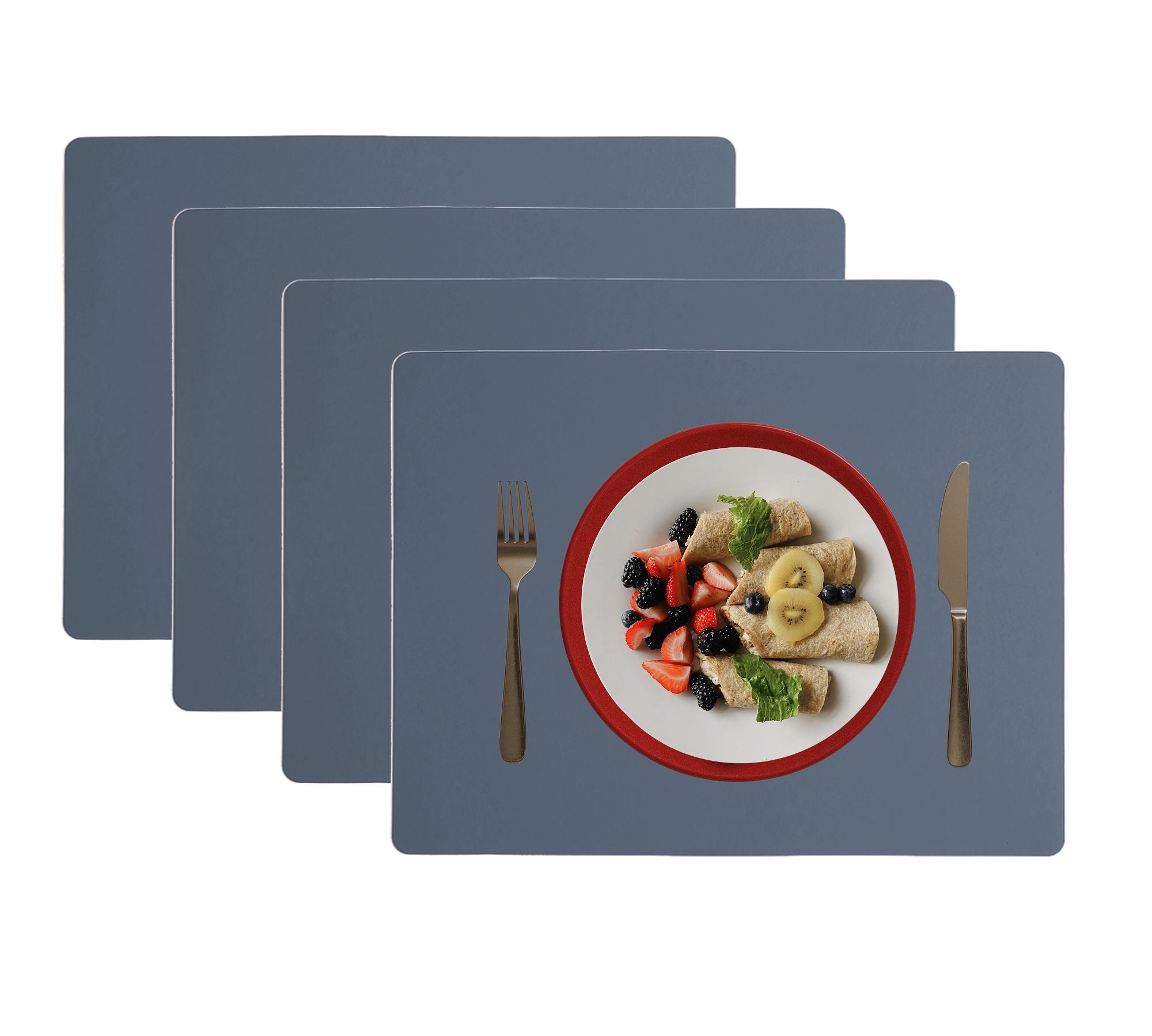 4x Tischset Rechteckig 100% Recyceltes Leder Petrol 0