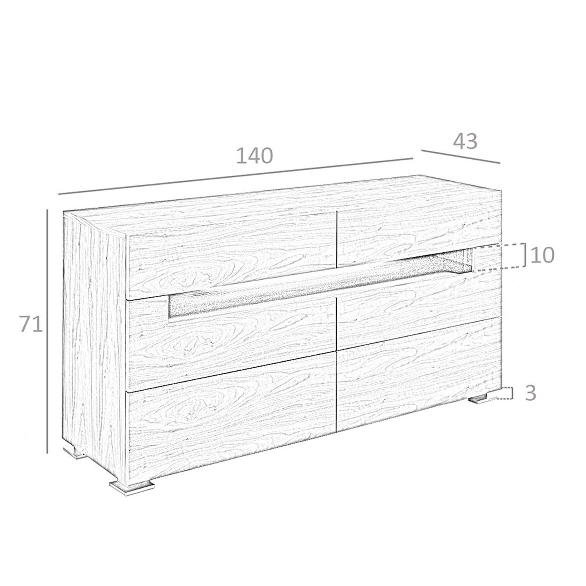 Sideboard 7076 con illuminazione interna marrone 6