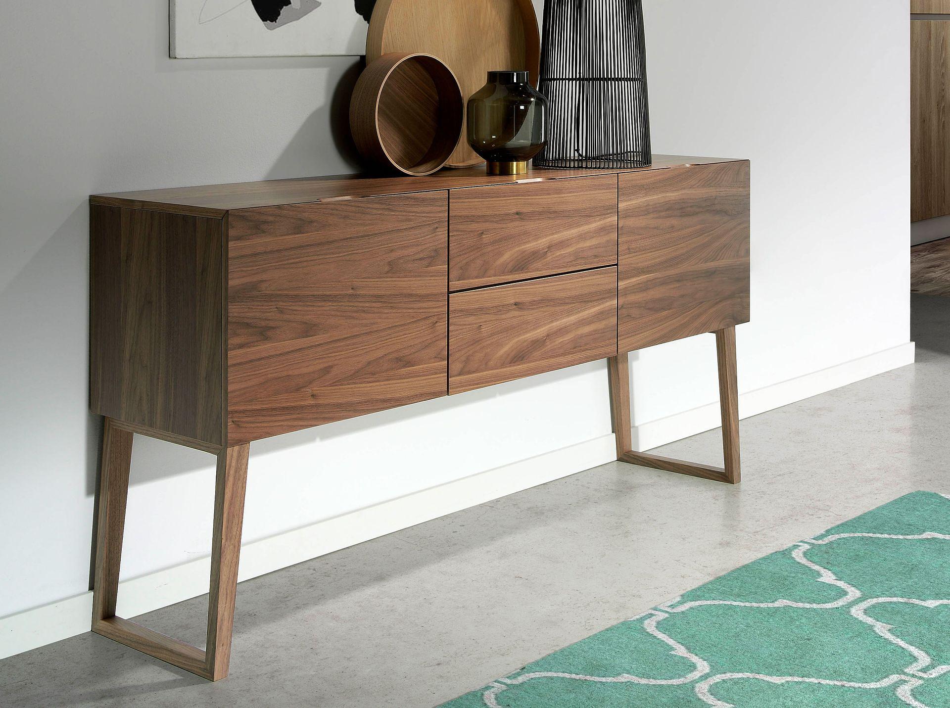 Sideboard impiallacciatura di noce marrone 4