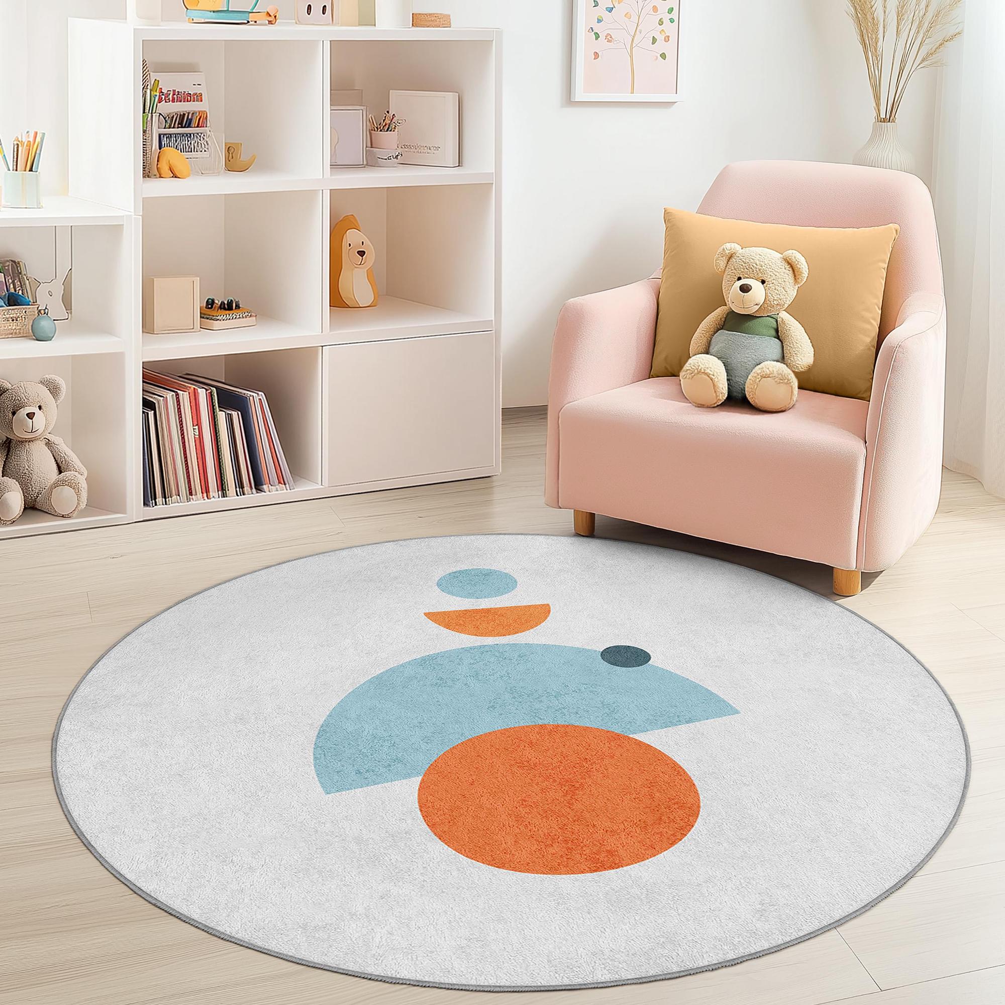 Geometrisches Muster Kinderteppich Mehrfarbig Ø10cm 2