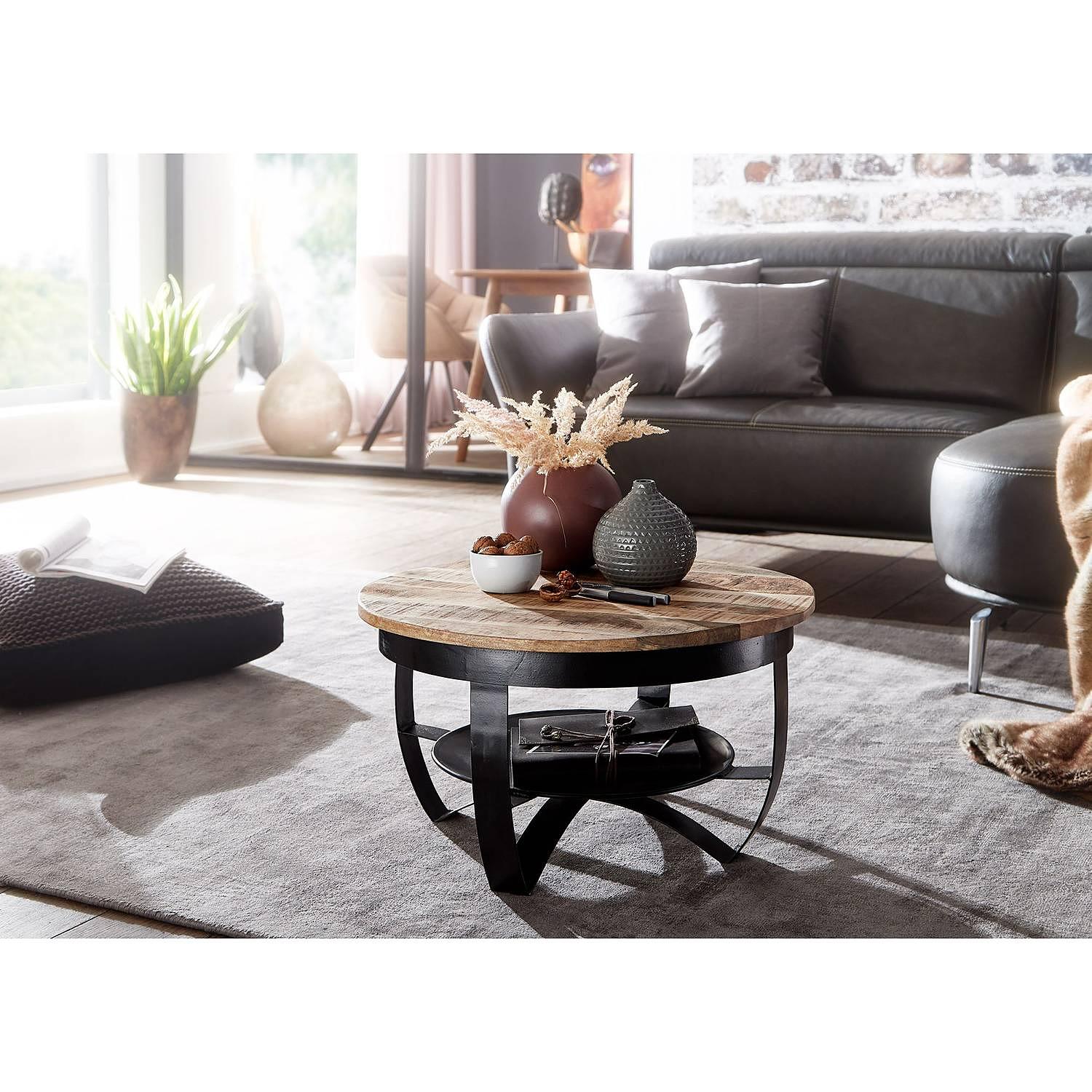 Coffee table Nasp solid mango metal black 2