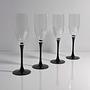 4x Vintage Sparkling Wine Glass Art Deco Revival 1980s 1