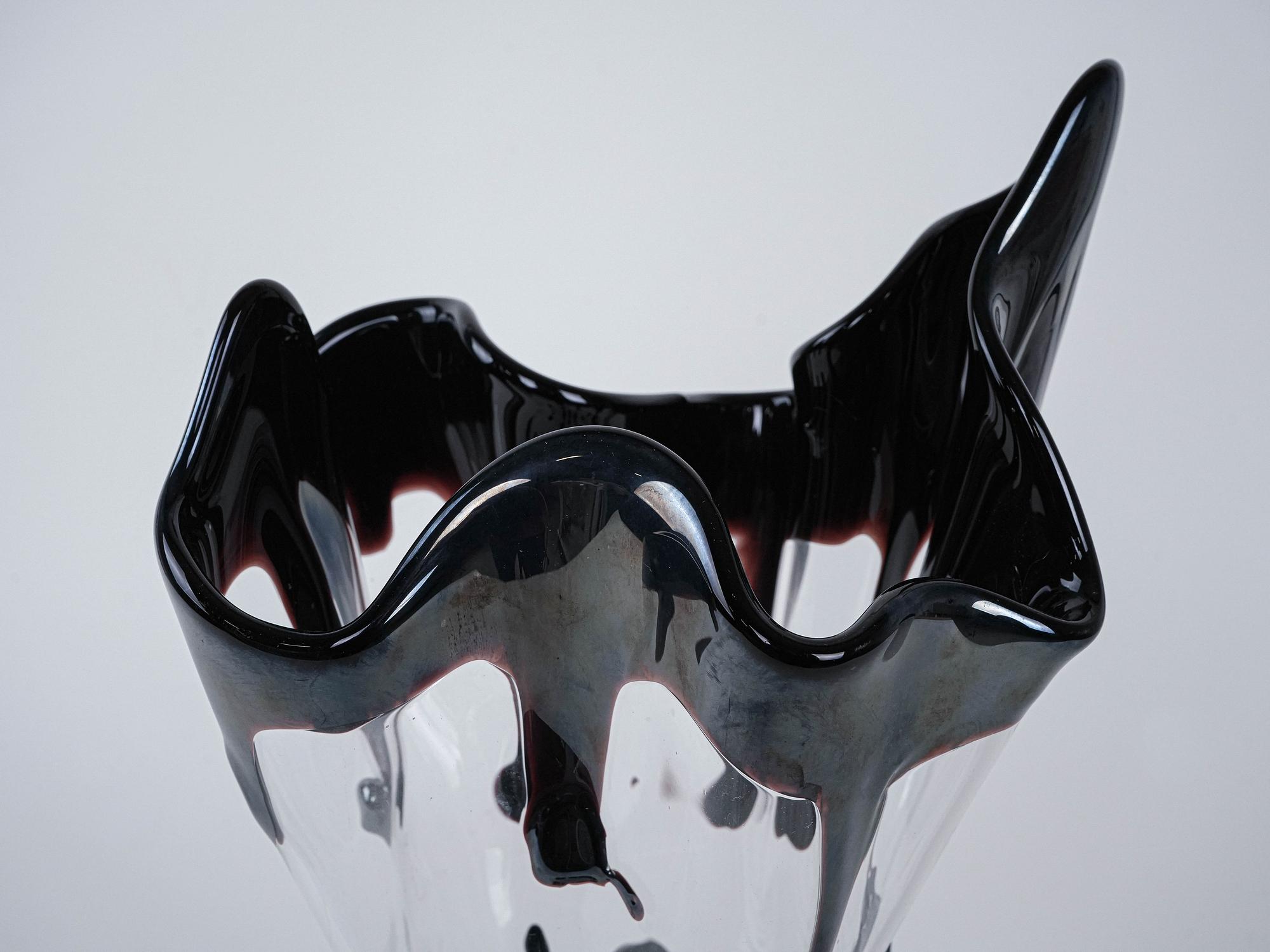 Murano glass vase black 1960s 6