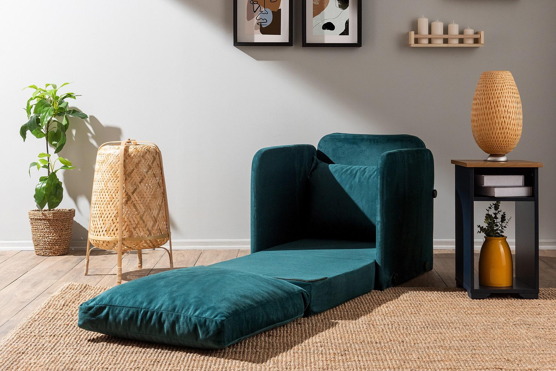 Saga Sofa Bed 1-seater Petrol Green 2