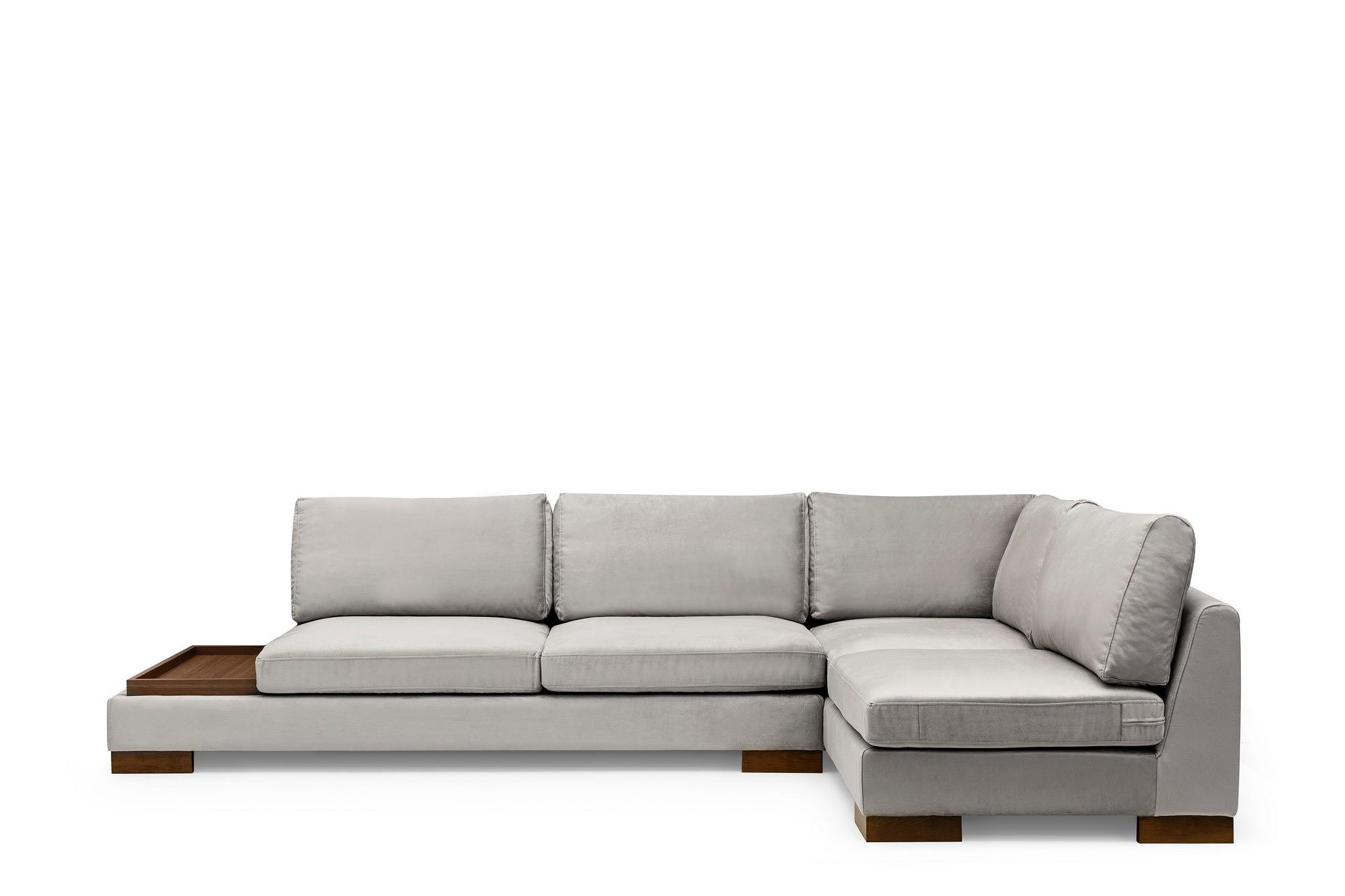 Tulip Ecksofa Rechts mit Hocker Hellgrau 3