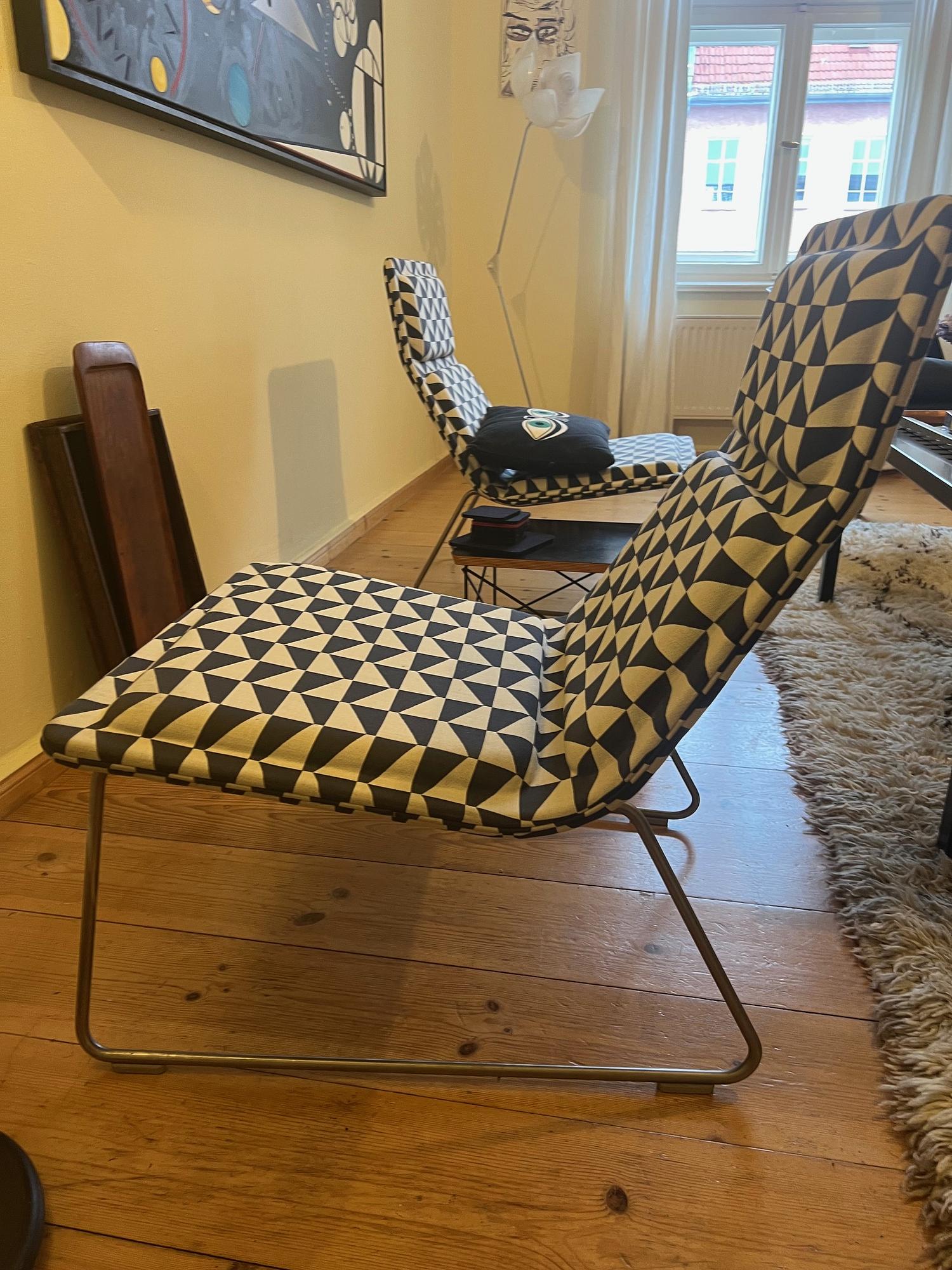 Low Pad Sessel Edelstahl Schwarz Weiß 1