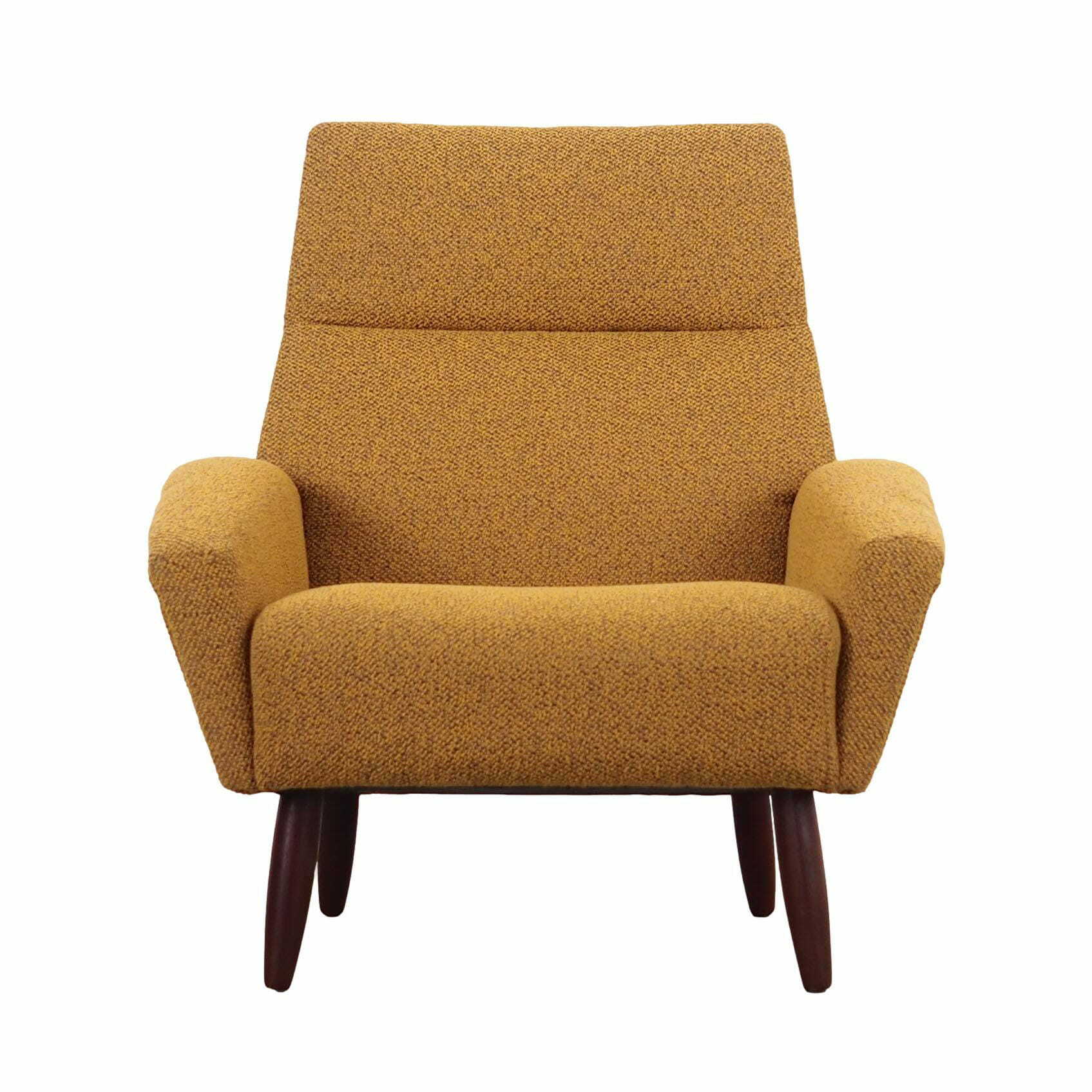 Vintage Stuhl Teakholz Textil Gelb 1970er Jahre  0