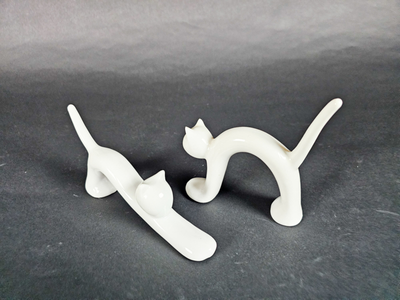 2x Vintage Skulptur Porzellan Weiß 1970er Jahre 3