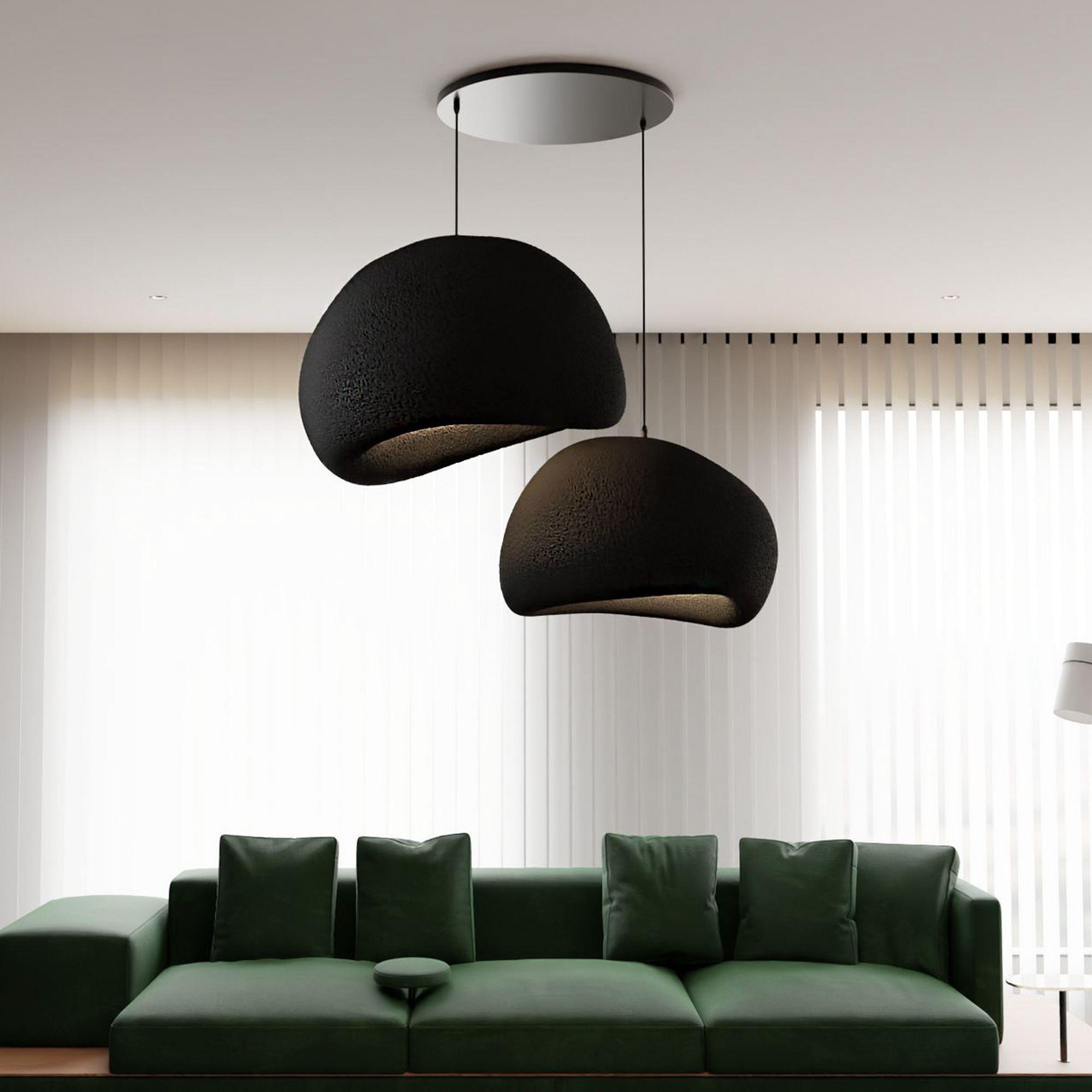 2-Flammig Wabi Sabi Chalkforms Pendelleuchte Schwarz 0