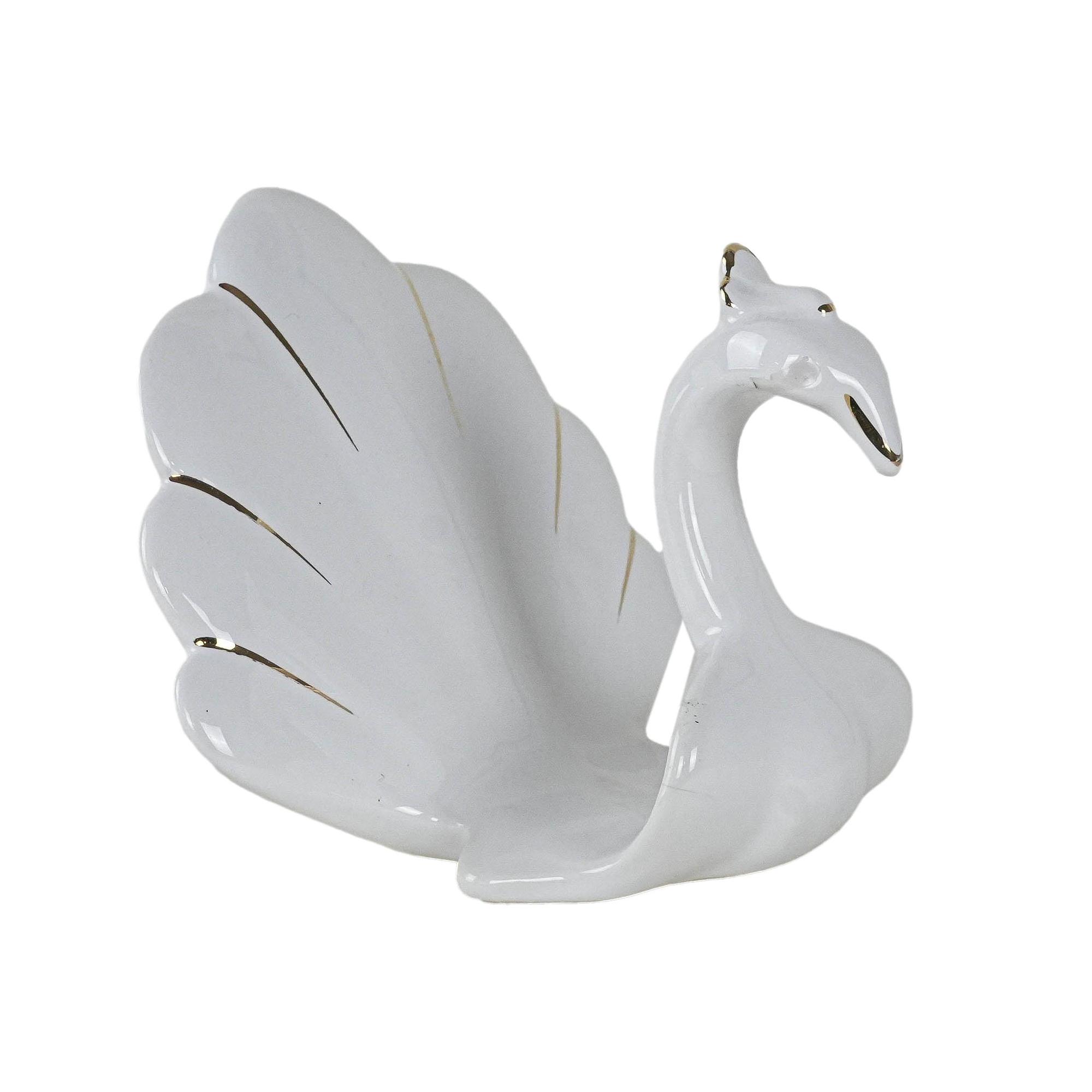 Porzellan-Pfauenfigur Weiß 1970er Jahre 0