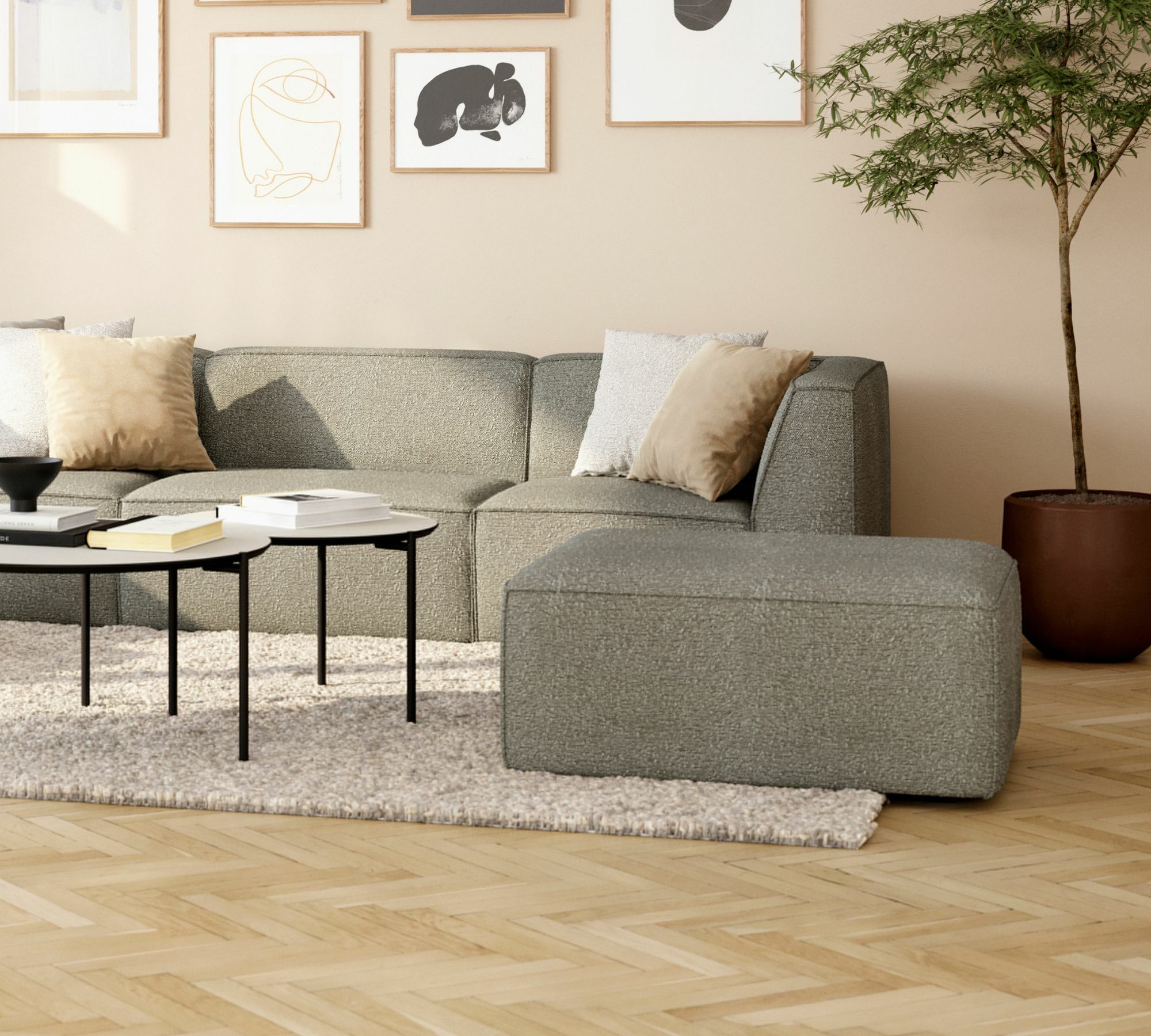 Dane Footstool Maya Warm Grey 0