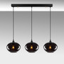 Pendant lamp 3 elements metal smoke-colored 6