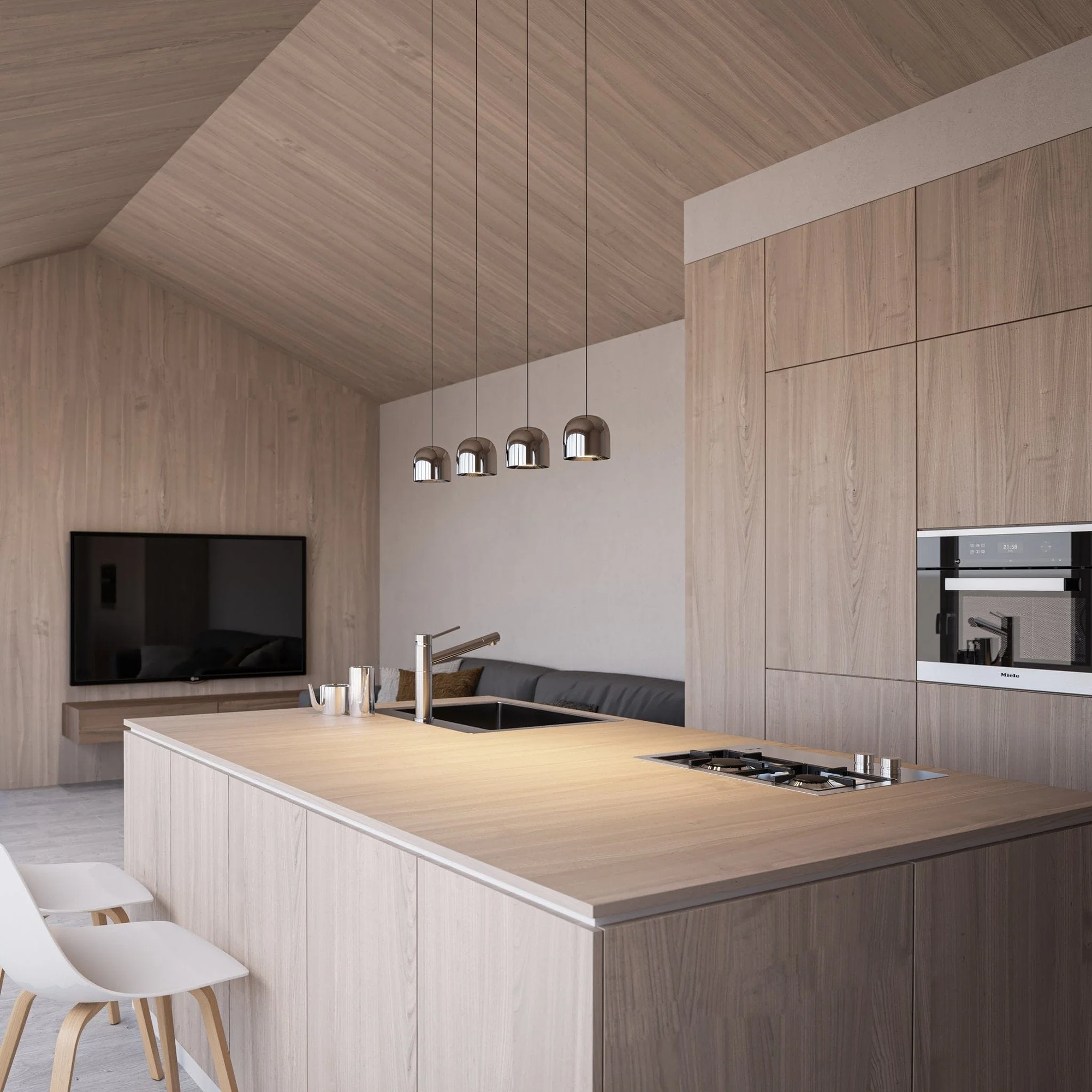 5-Flammige Pendelleuchte Gaia Chrom Schwarz 0