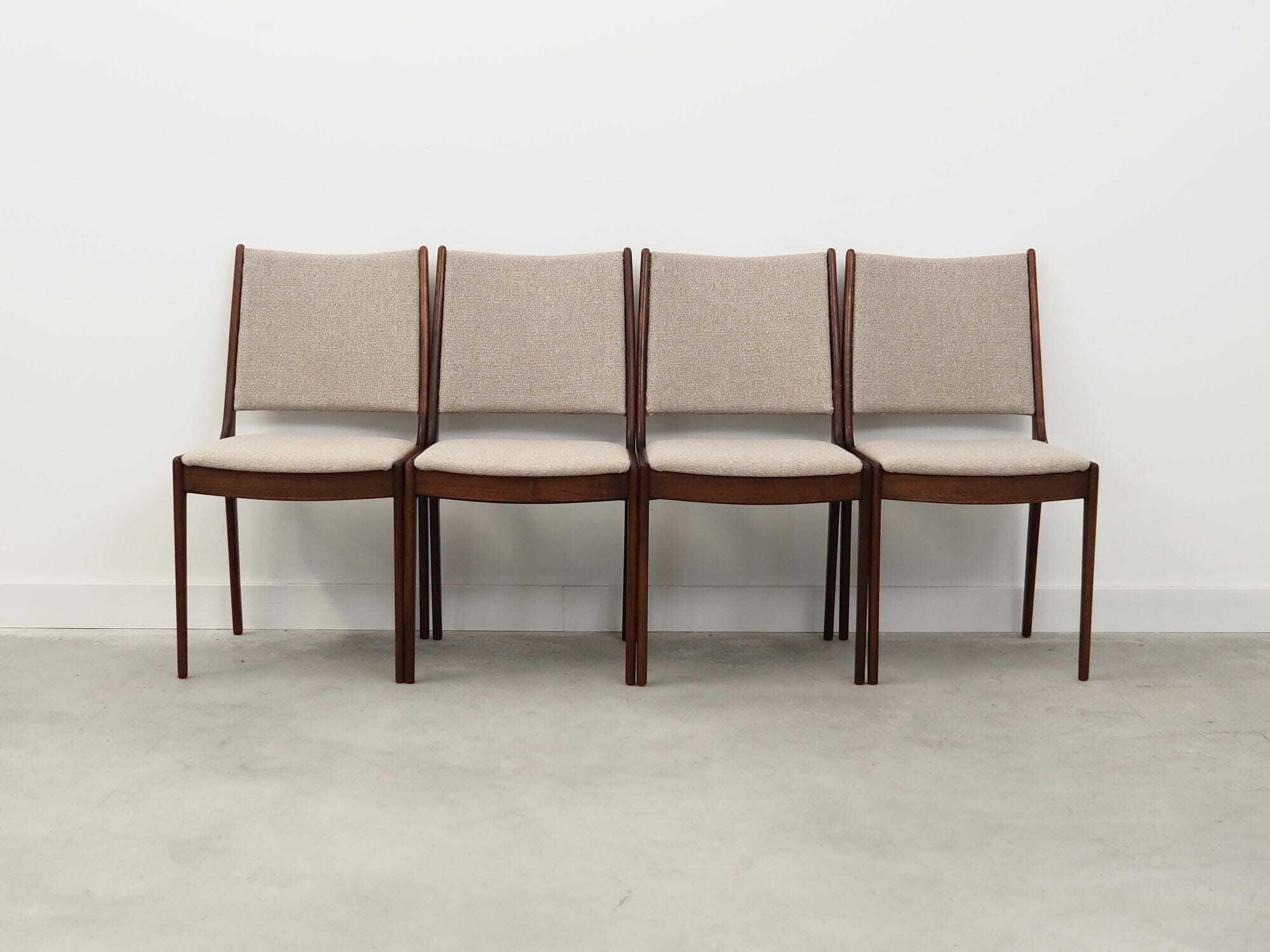 4x Vintage Stuhl Teakholz Textil Beige 1970er Jahre 1
