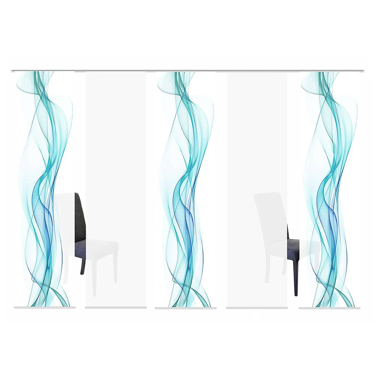 Schiebevorhang Haze Webstoff 60 x 245 cm Petrol 5er Set 1