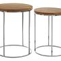 2x Agra Round Side Table Mango Wood Iron 0