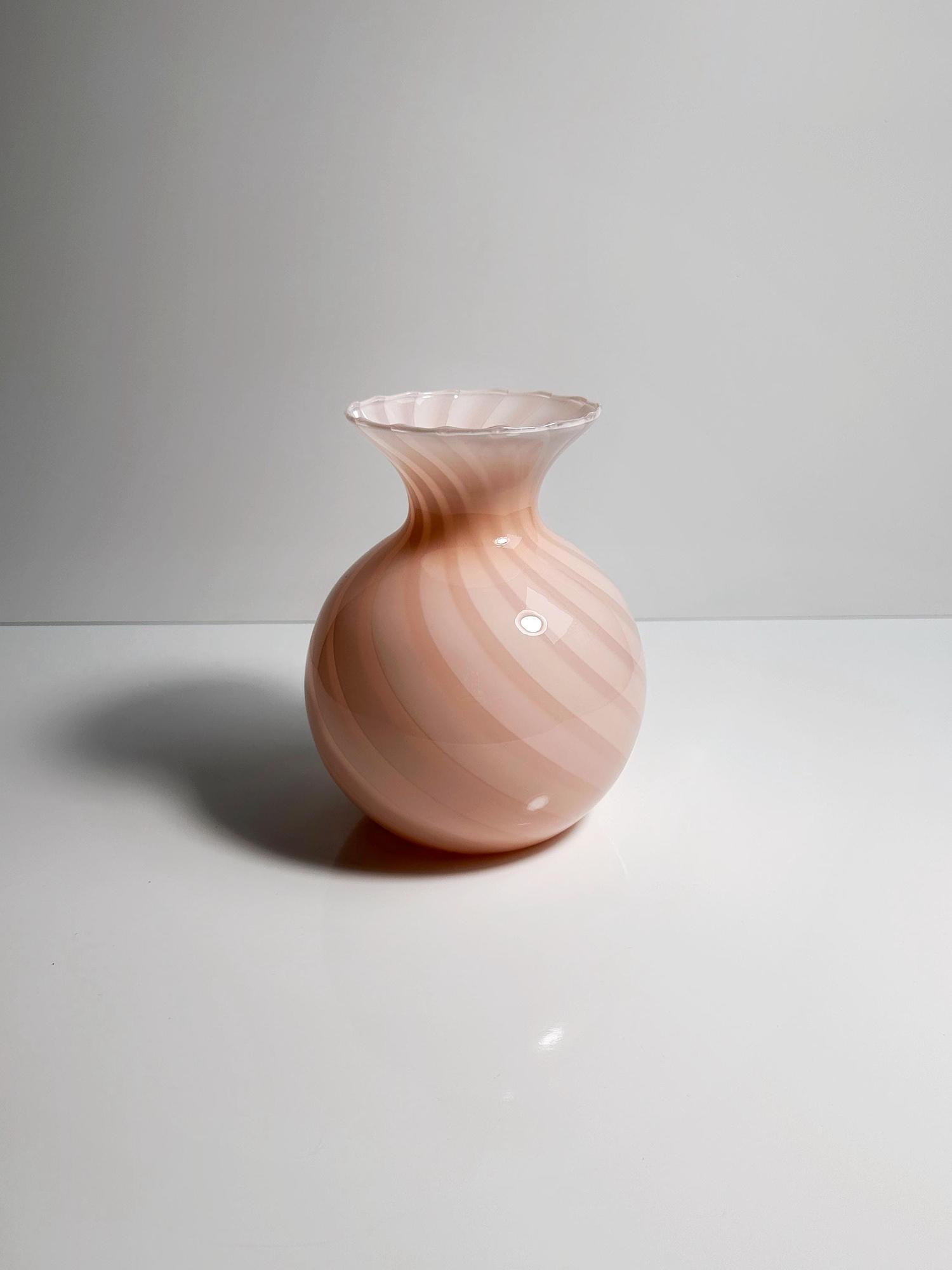 Vintage Vase Muranoglas Rosa 1950s 0