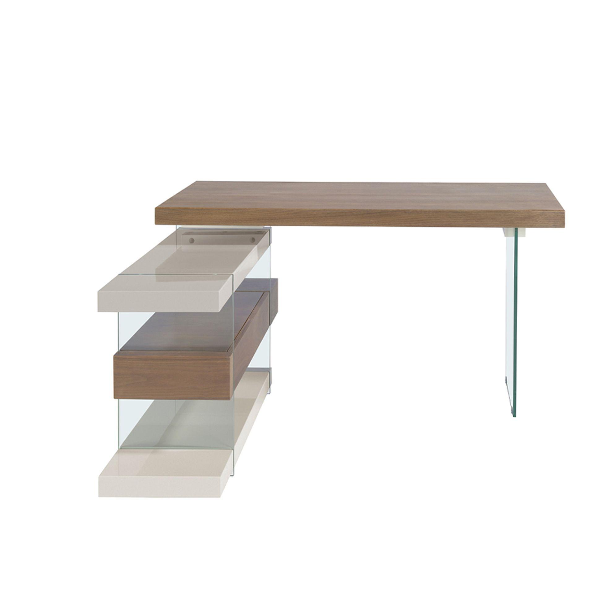 Desk Wood Glass Gray 1