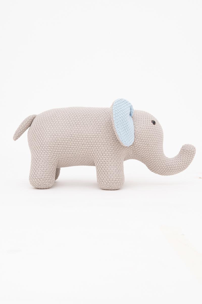 Elefant Stofftier Baumwolle Grau Pink 3