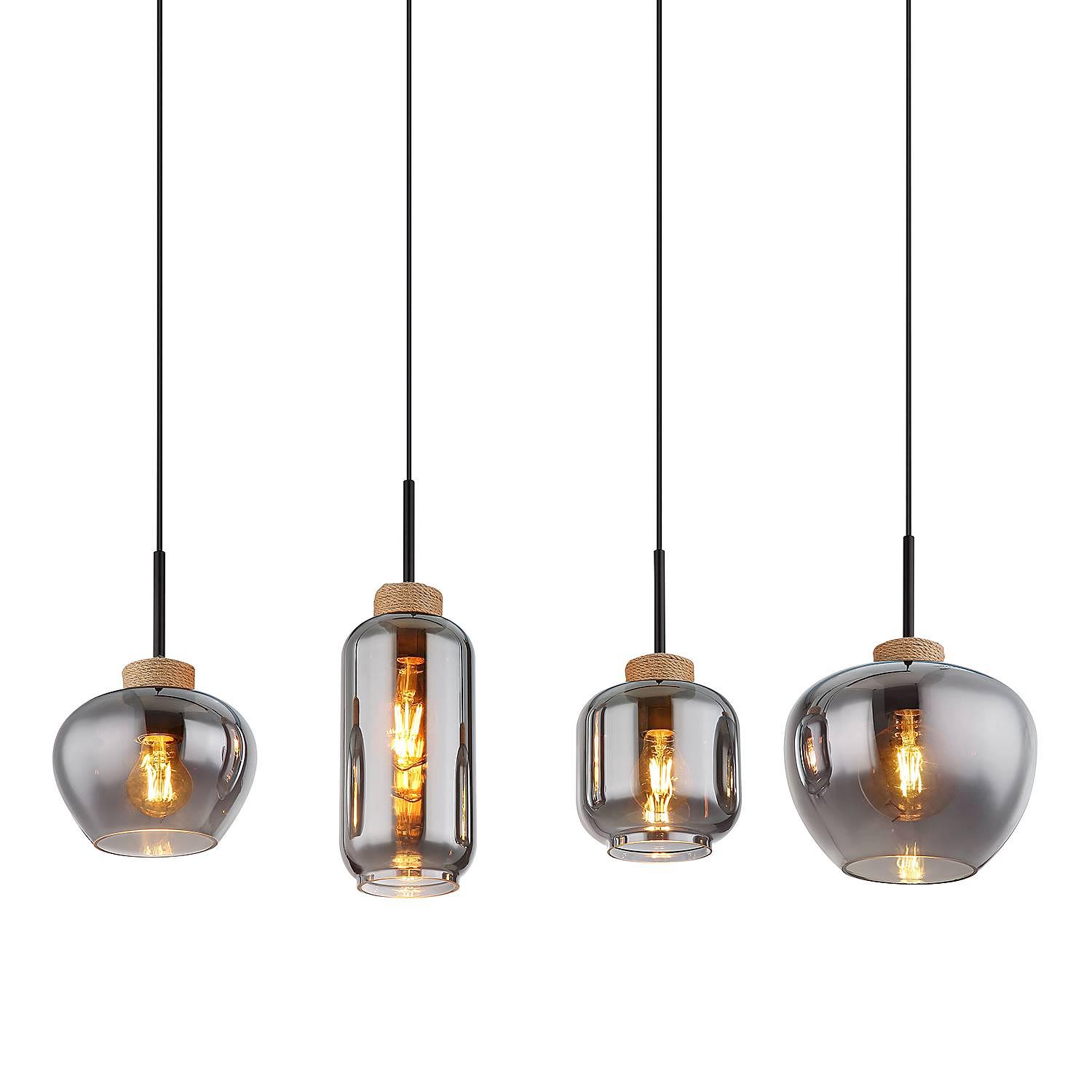 4-Flammig Pendelleuchte Matt Typ B Farbglas Eisen 0