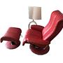 Relaxsessel mit Hocker Leder Rot 0