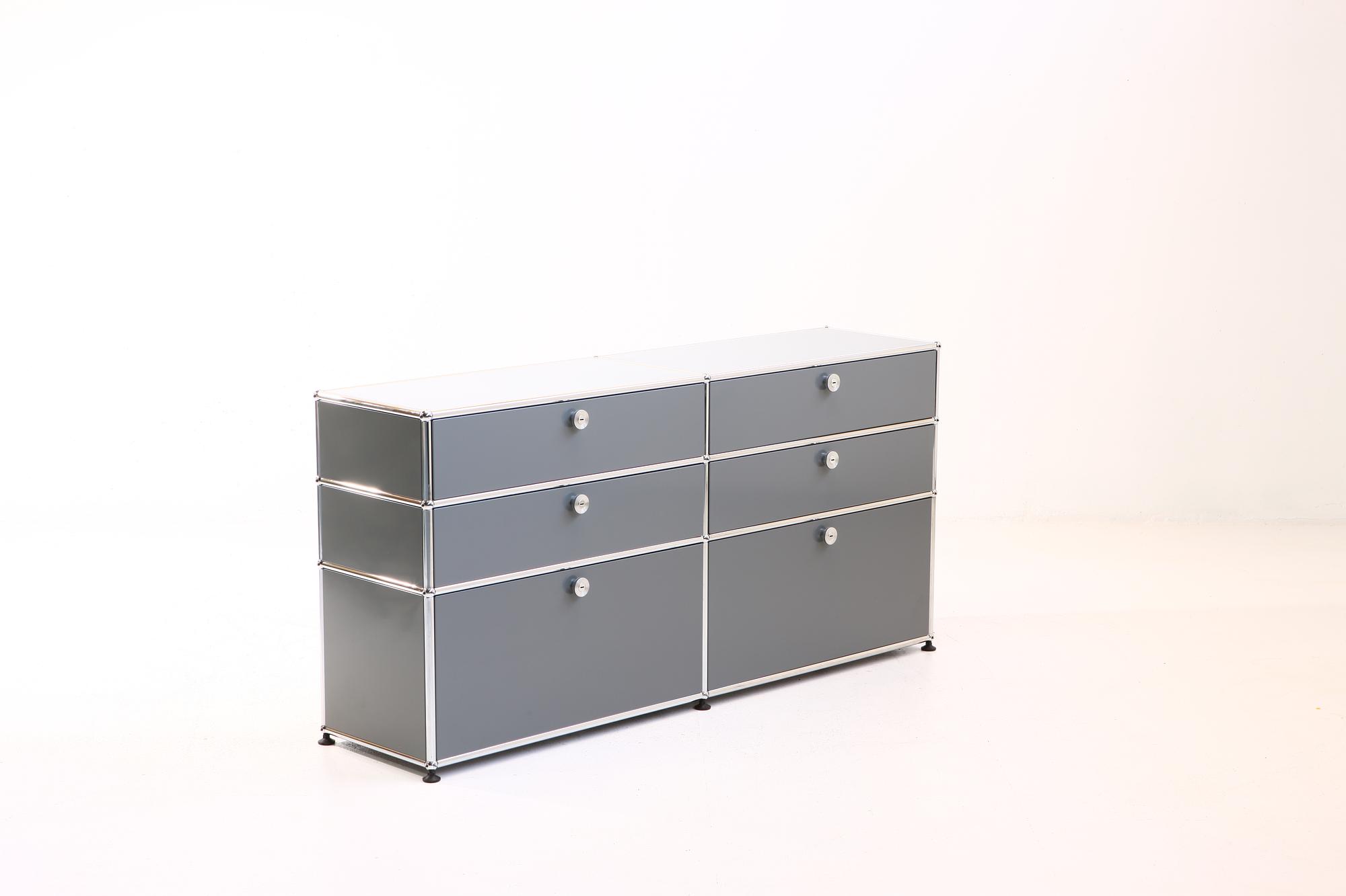 Sideboard 3x3 mit Flügeltüren & Schiebeschubladen Silbergrau 4