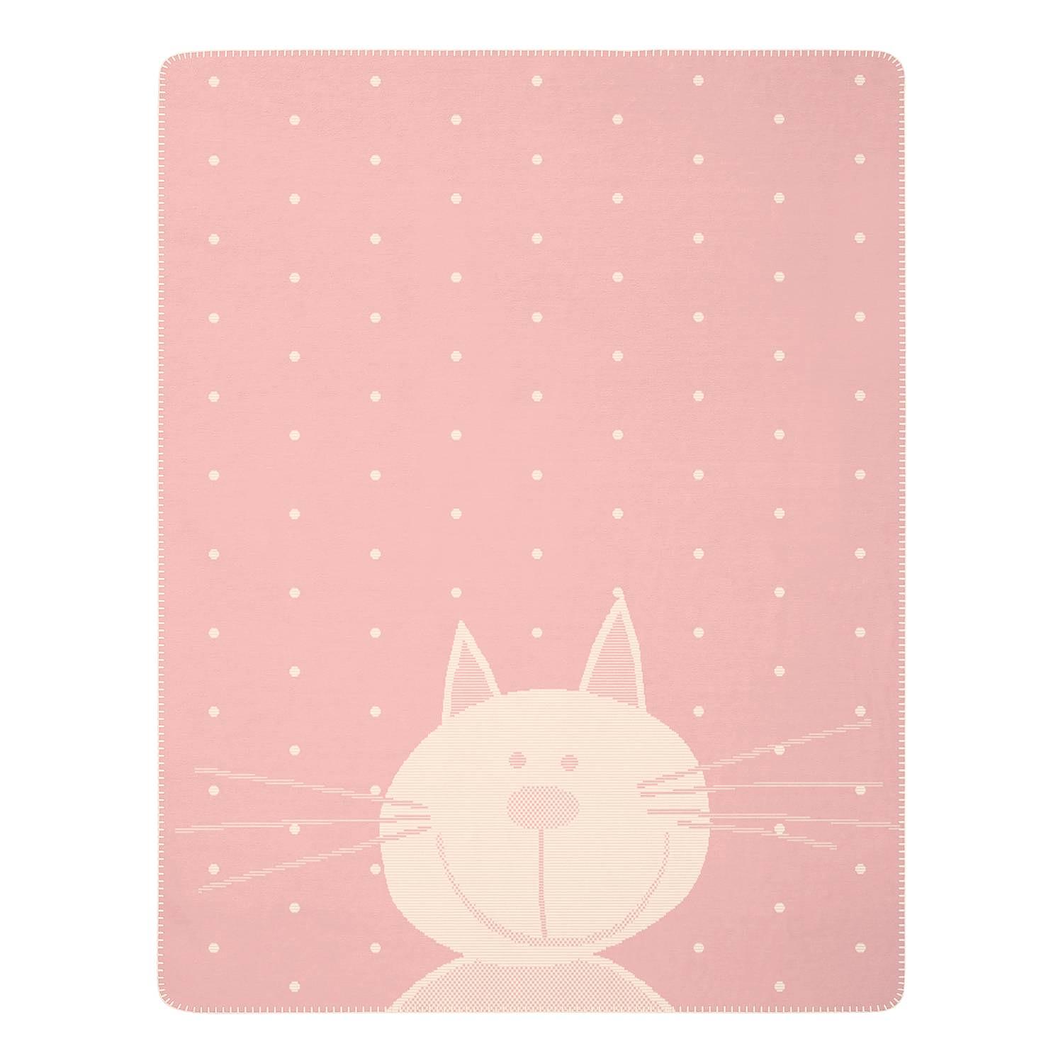Plaid Lovely & Sweet Kitty Mischgewebe Pink / Weiß 0