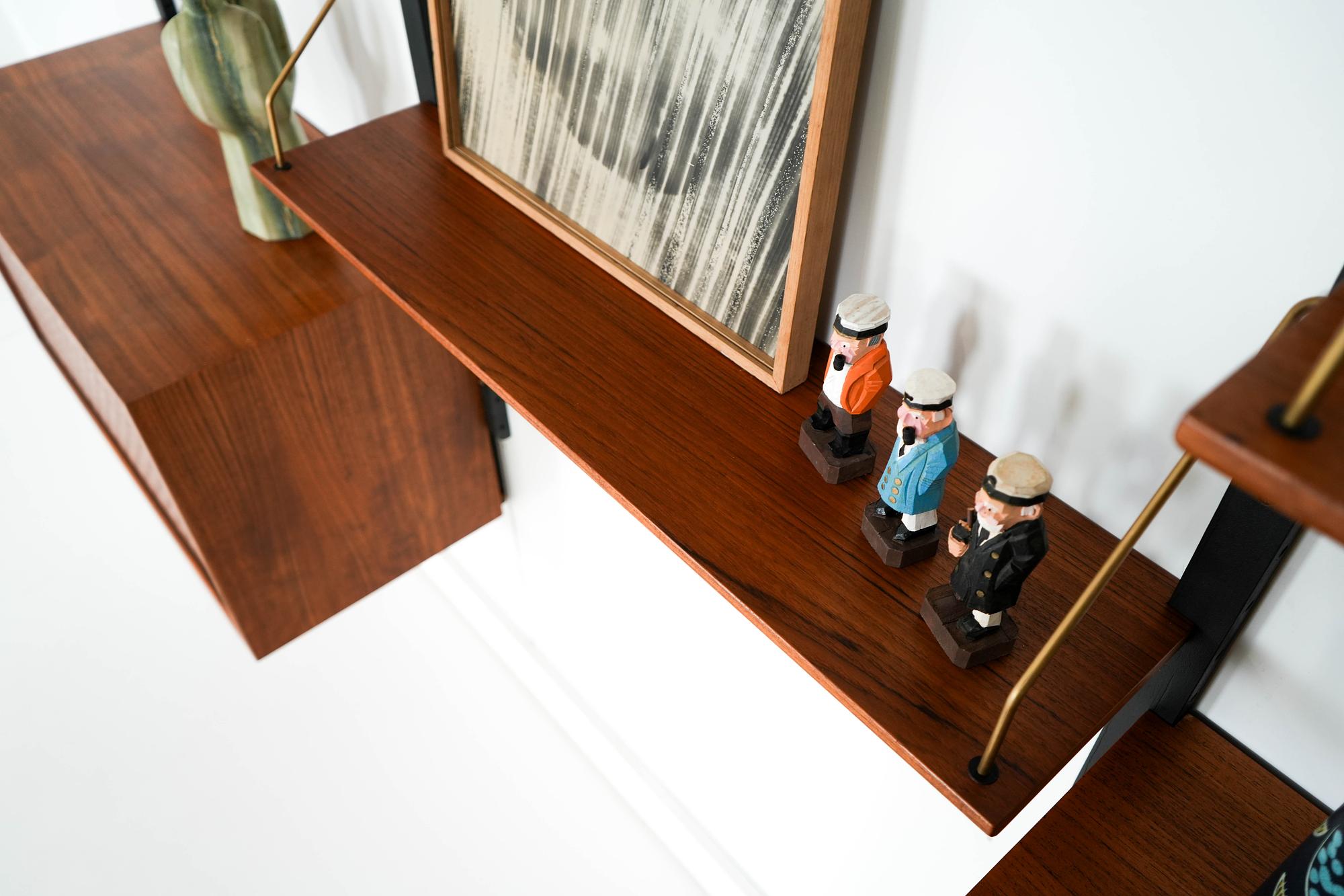 Modulregal Teakholz Braun 1960er Jahre 12