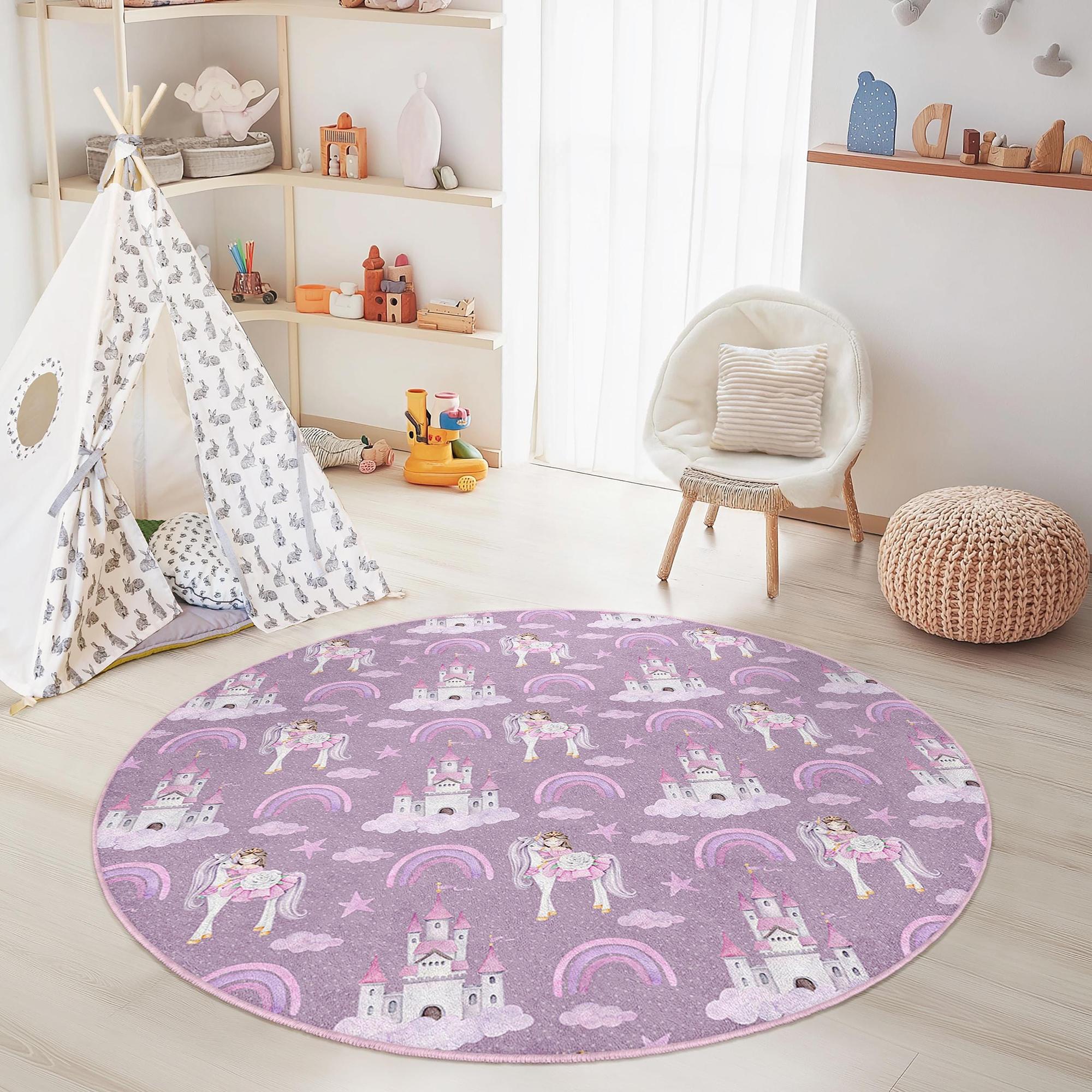 Unicorn children's rug Multicolored Ø120cm 3