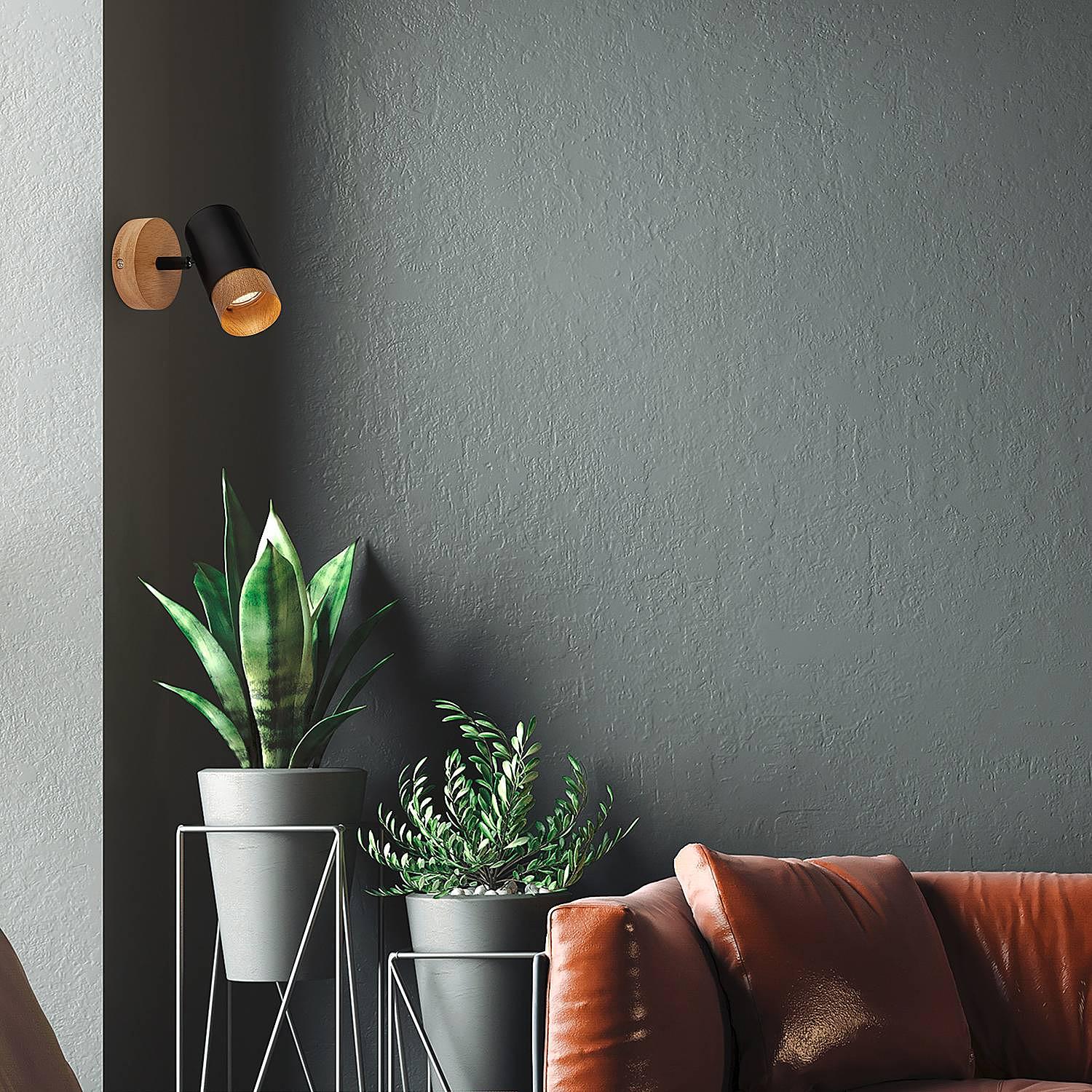 Sayos Wandleuchte Aluminium Schwarz 1