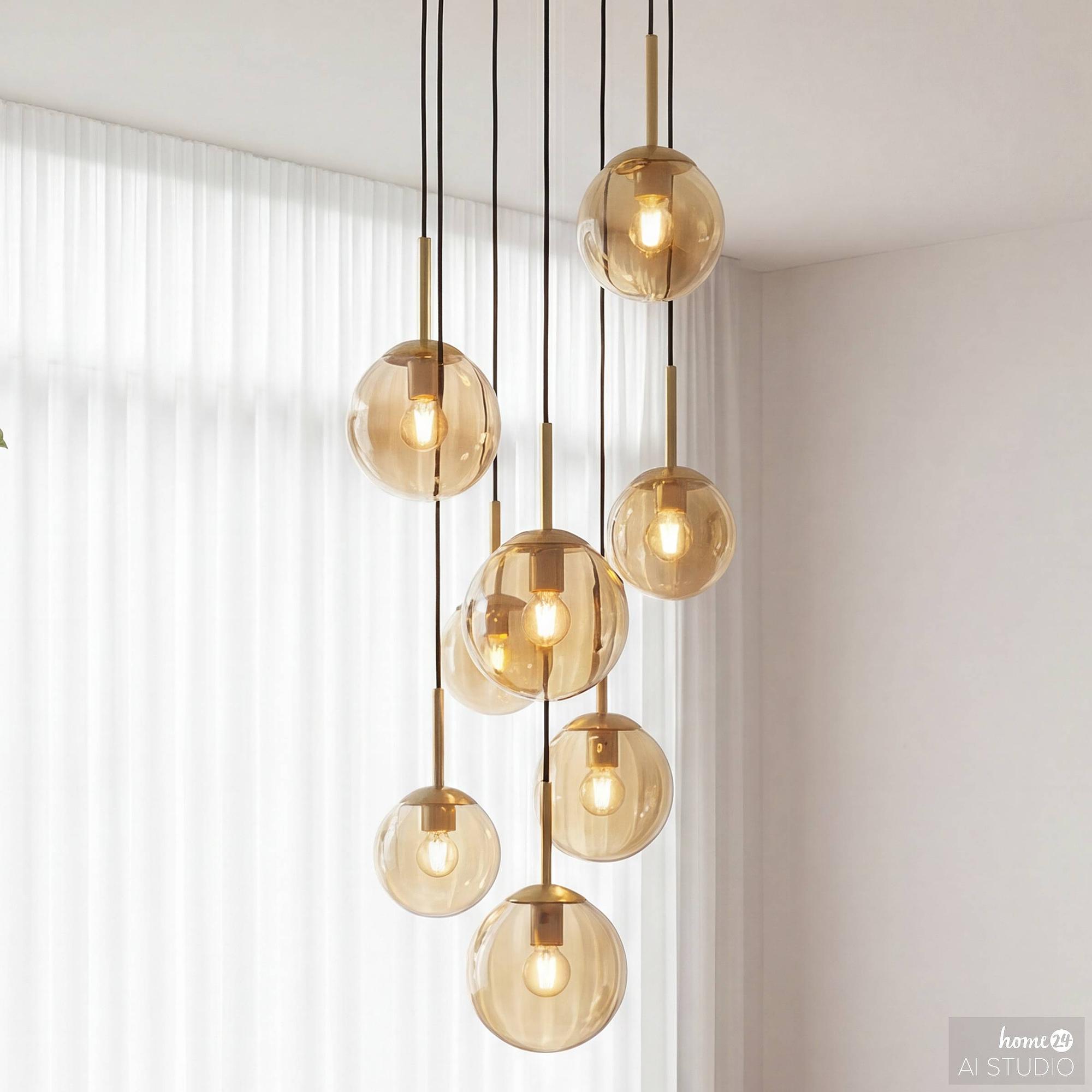Dimo pendant light 8-bulb iron colored glass 1