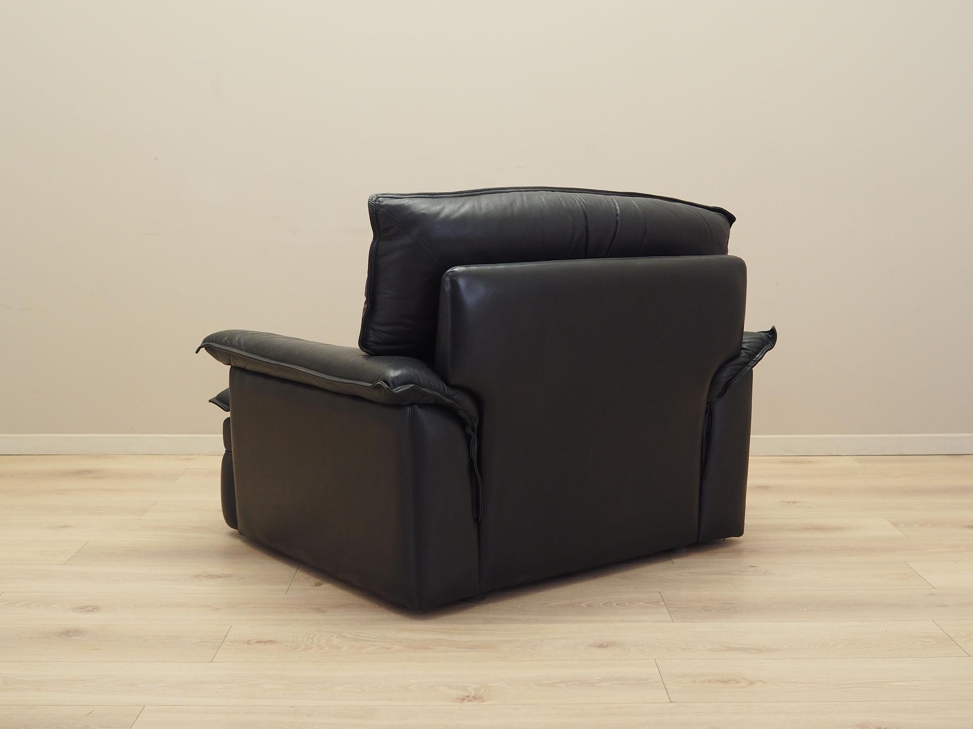Sessel Leder Schwarz 1960er Jahre 6