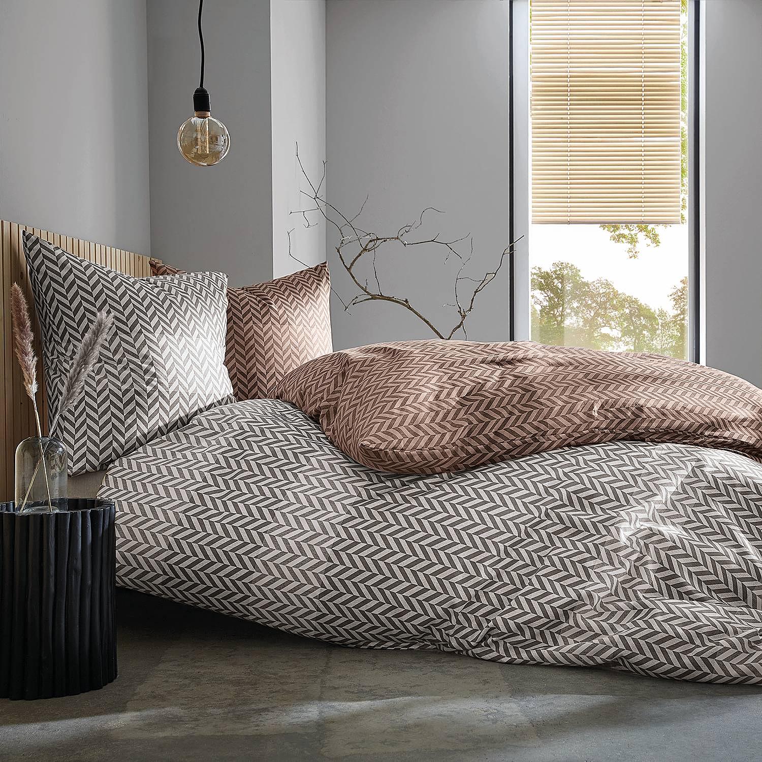 Cosy Bettwäsche Baumwolle Braun 155 x 220 cm 2