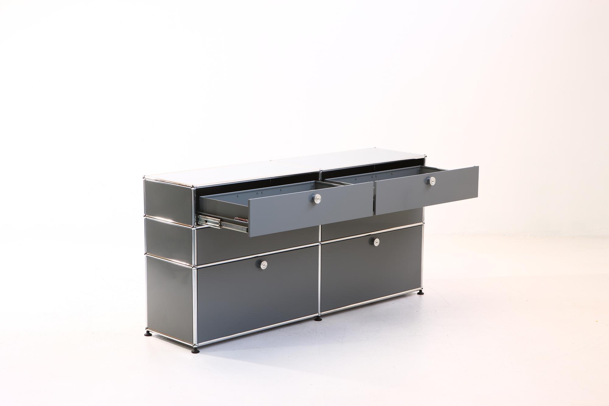 Sideboard 3x3 mit Flügeltüren & Schiebeschubladen Silbergrau 1