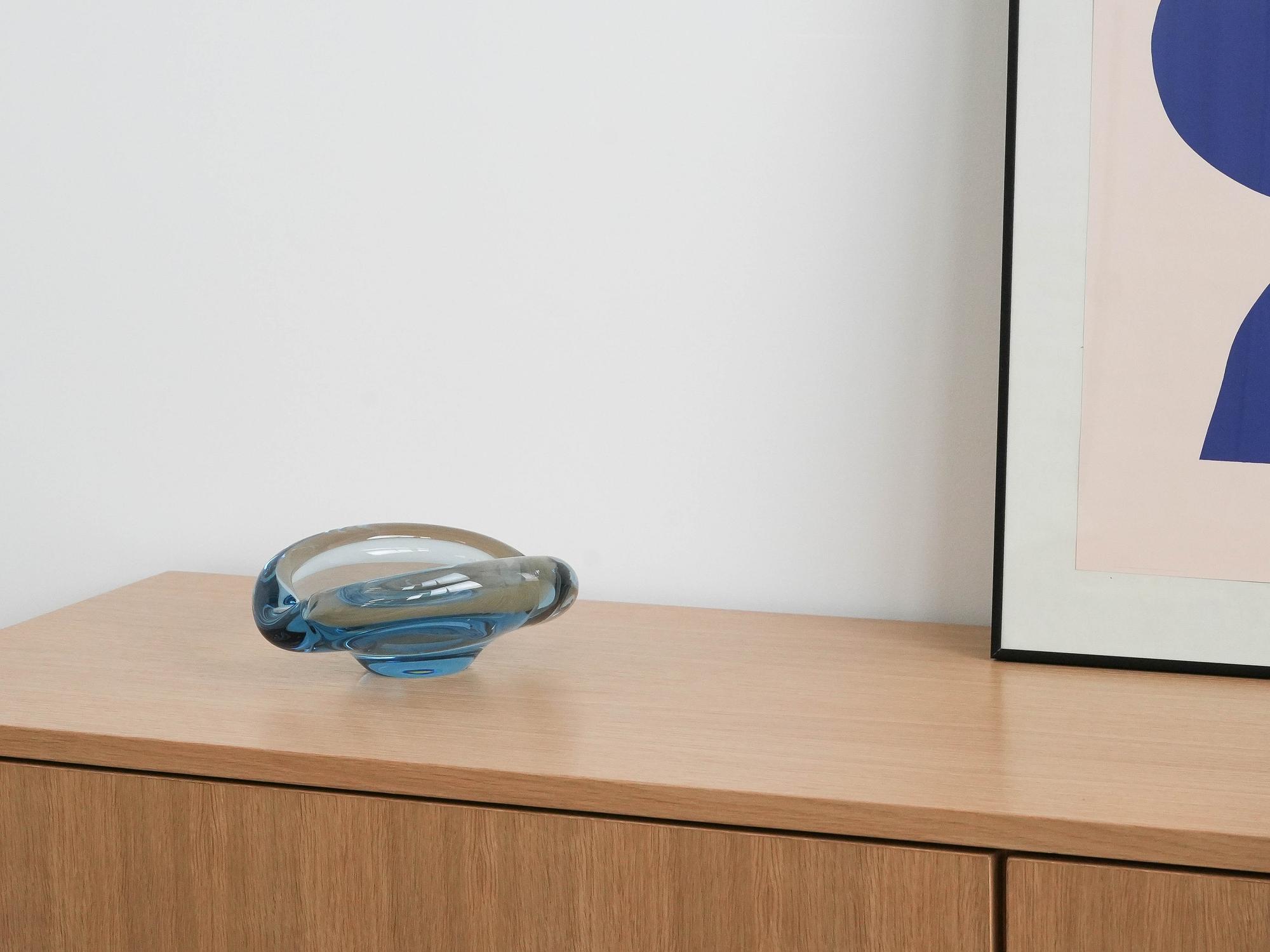 Glass bowl Blue 1960s 1