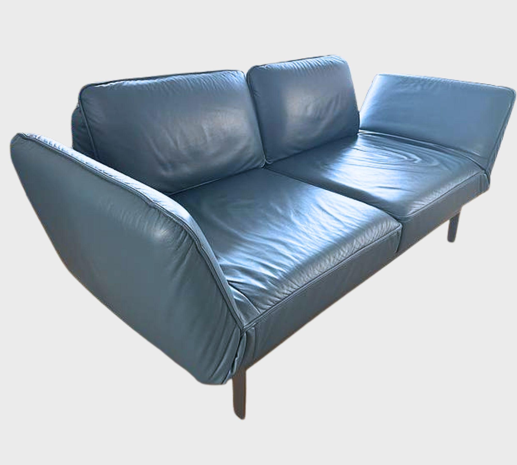 Sofa Leder Metall Petrol 0