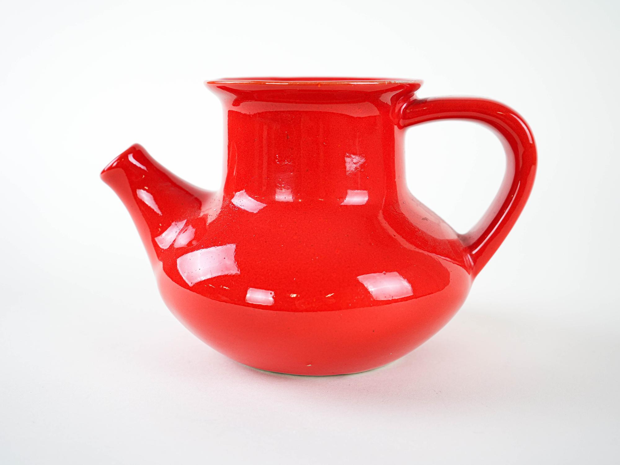 Pitcher Ceramic Red 1960s 1