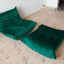 Togo Armchair and Ottoman Set Velvet Emerald Green 1