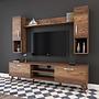Lowboard with wall shelf with doors walnut brown 0