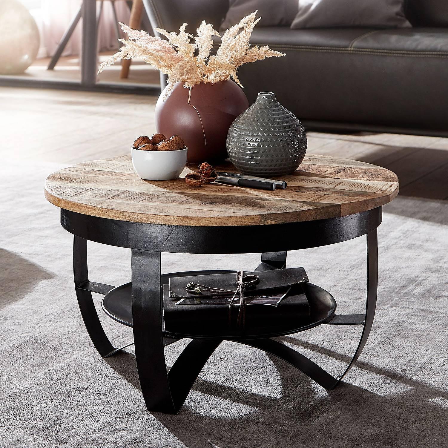 Coffee table Nasp solid mango metal black 3
